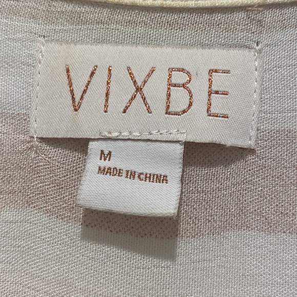 VIXBE Almila Tie Front Top, M, Beige/Light Pink - Picture 3 of 6